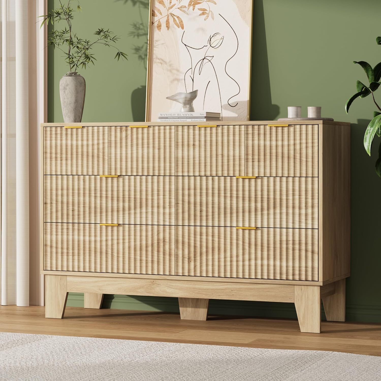 8 Drawer Dresser for Bedroom, Fluted Dresser for Bedroom | Fluted Door, Sturdy Structure, Easy to Clean 