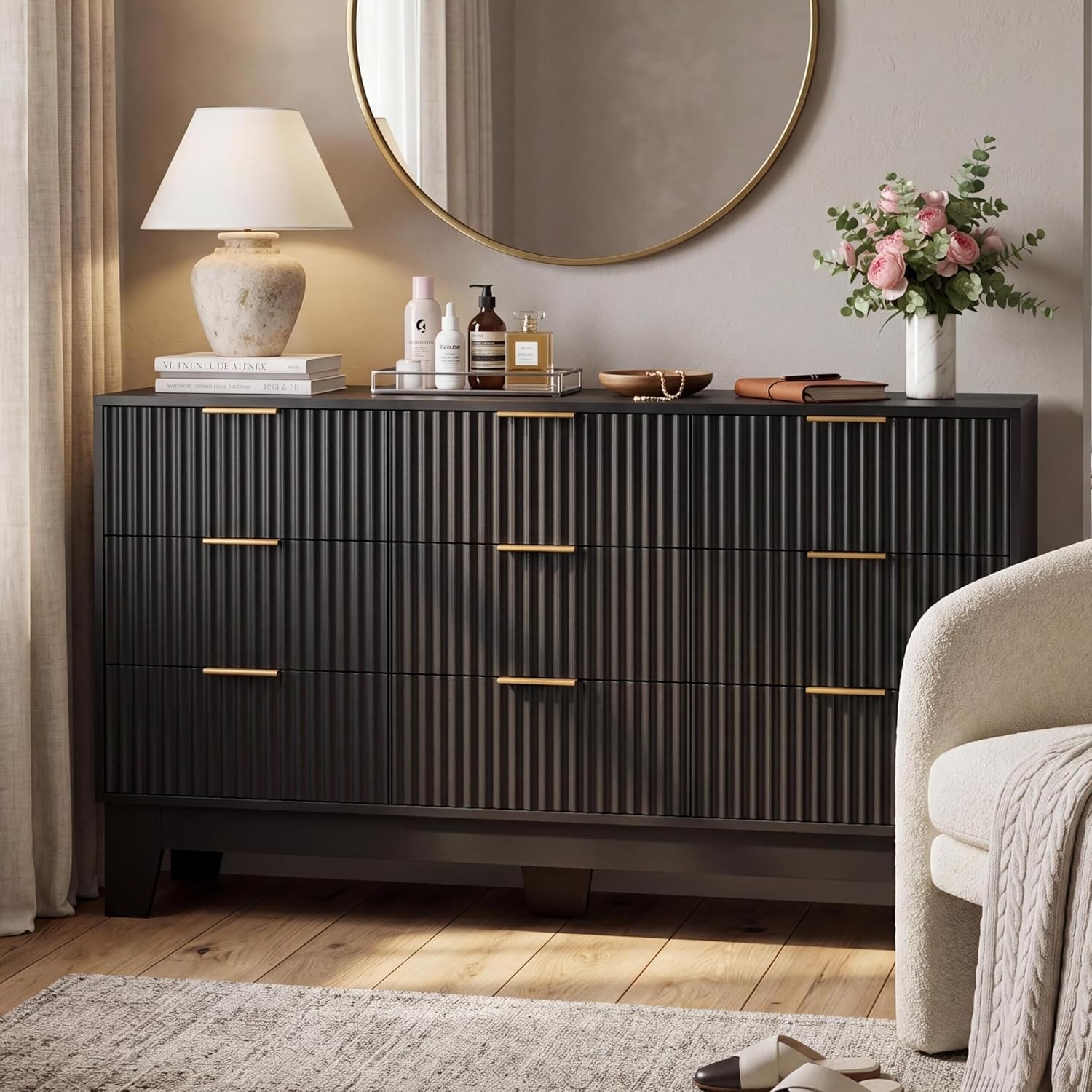 9 Drawer Dresser for Bedroom, Fluted Dresser for Bedroom | Fluted Door, Sturdy Structure, Easy to Clean