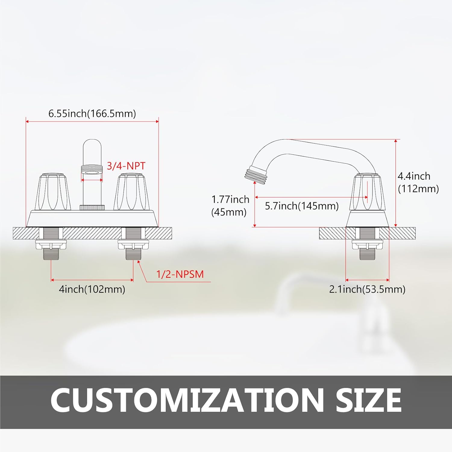 2 Handles Utility Laundry Sink Faucet 