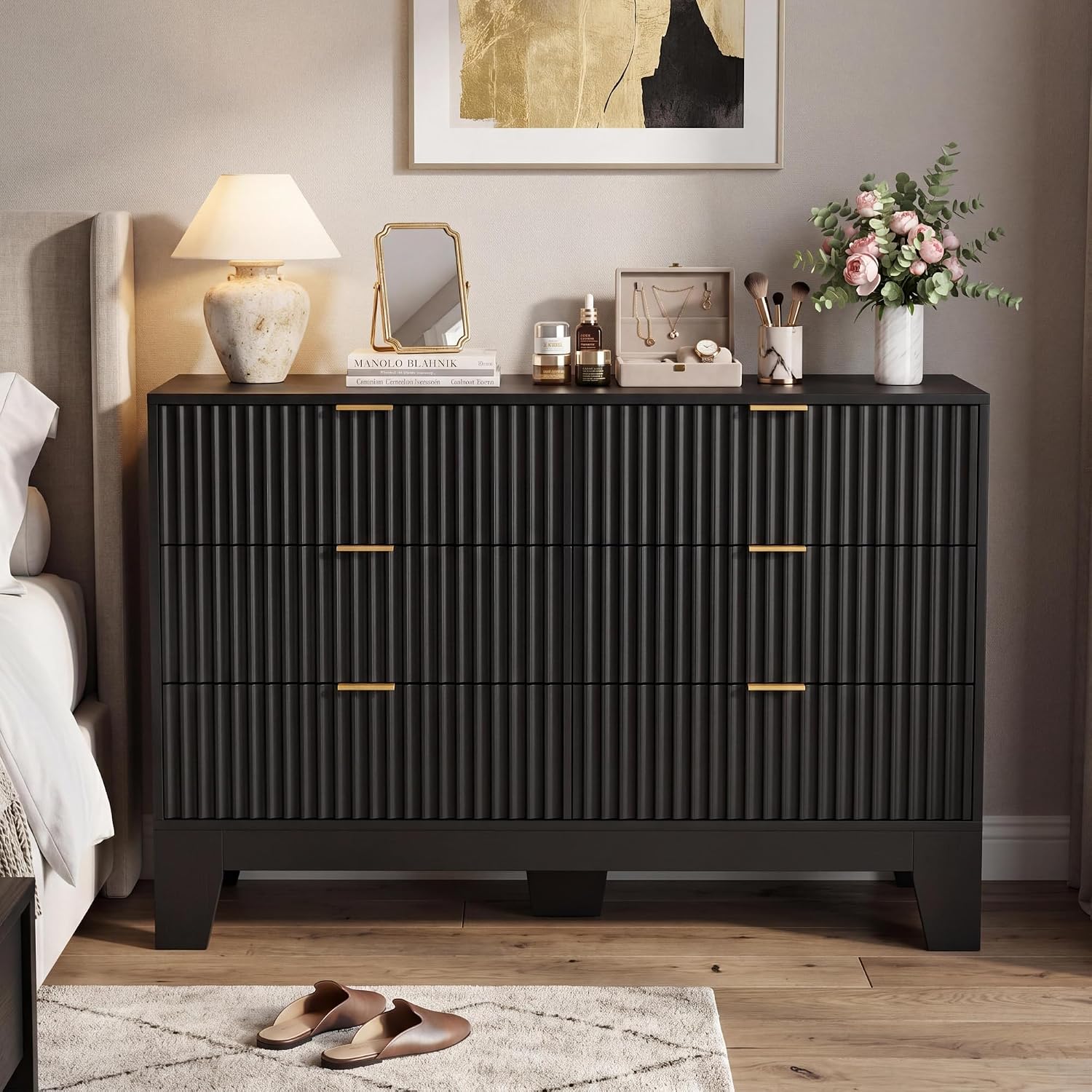 6 Drawer Dresser for Bedroom, Fluted Dresser for Bedroom | Fluted Door, Sturdy Structure, Easy to Clean 