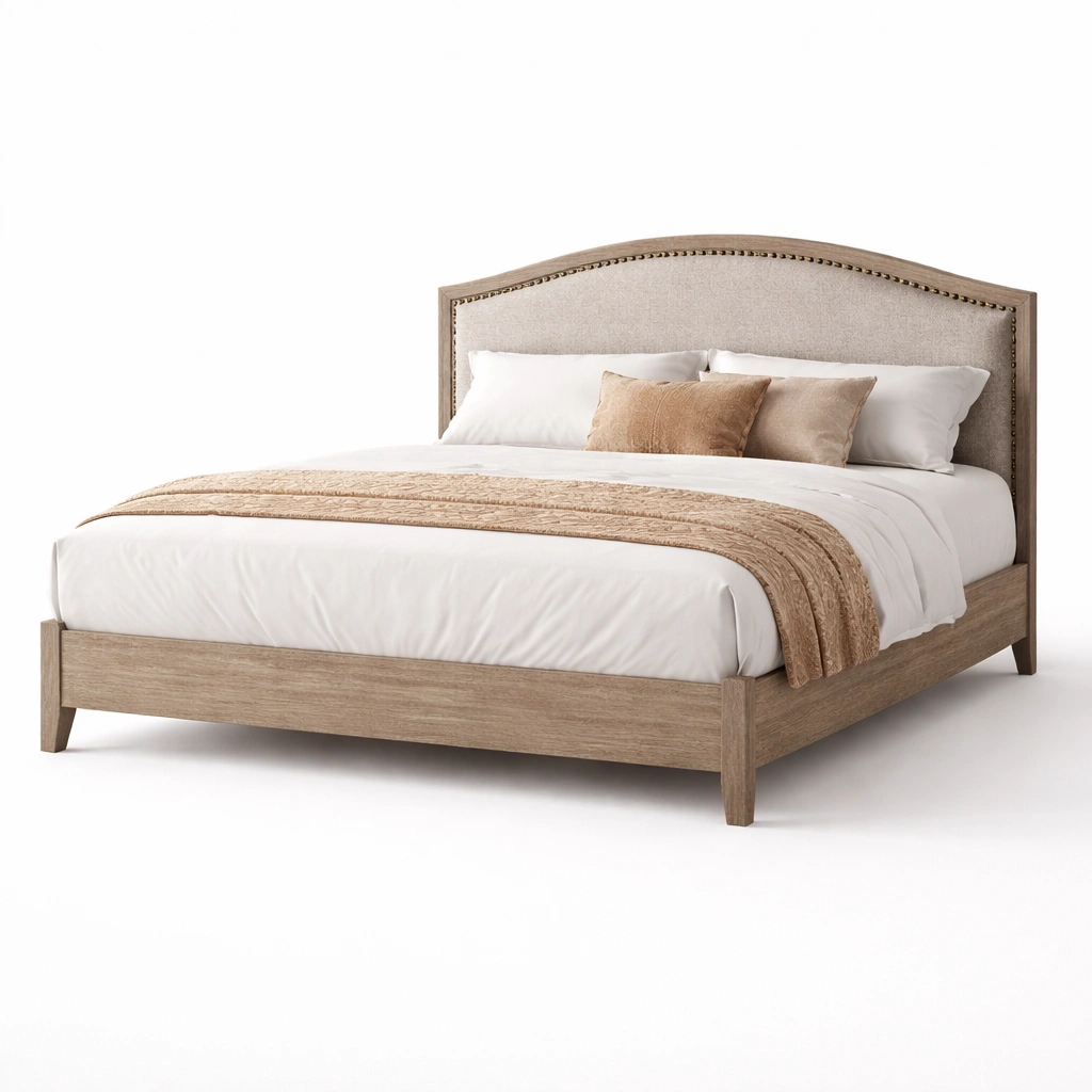 Cama madera cabecero tapizado clasico-Sovuno