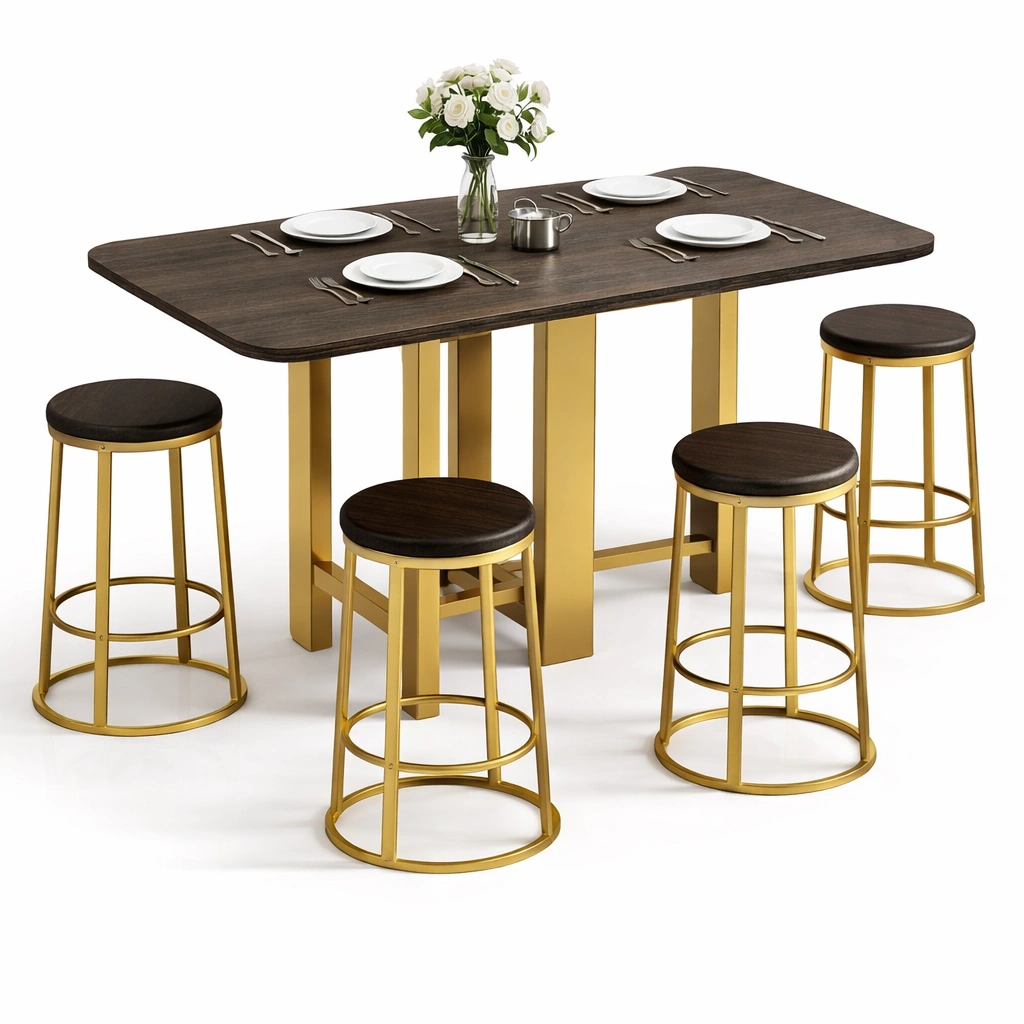 Mesa alta con taburetes estilo industrial-Sovuno