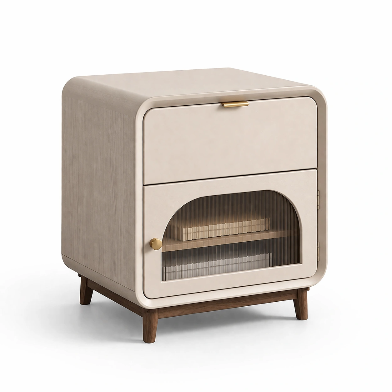 Mesita de noche moderna con puerta vidrio-Sovuno