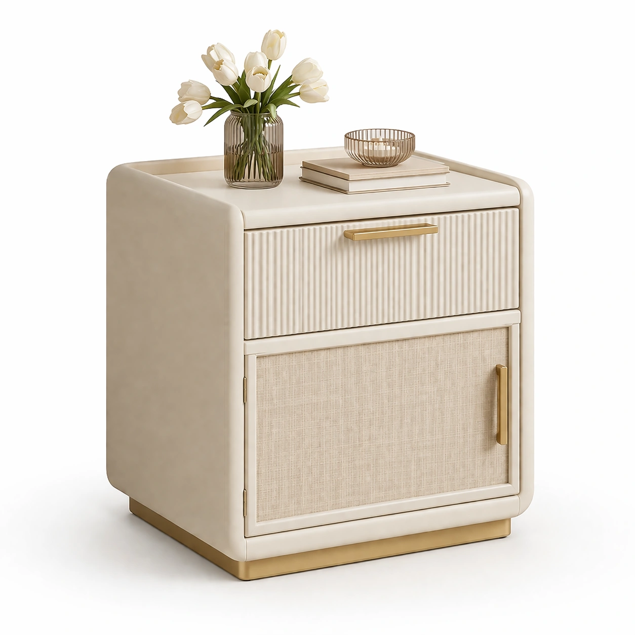 Mesita de noche compacta con cajon y puerta-Sovuno