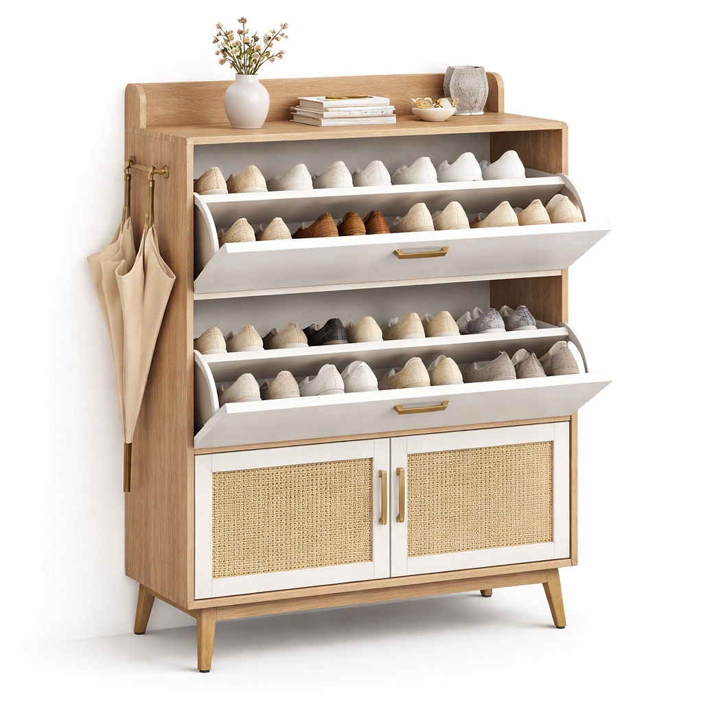 Armario zapatero multifuncional con compartimentos-Sovuno
