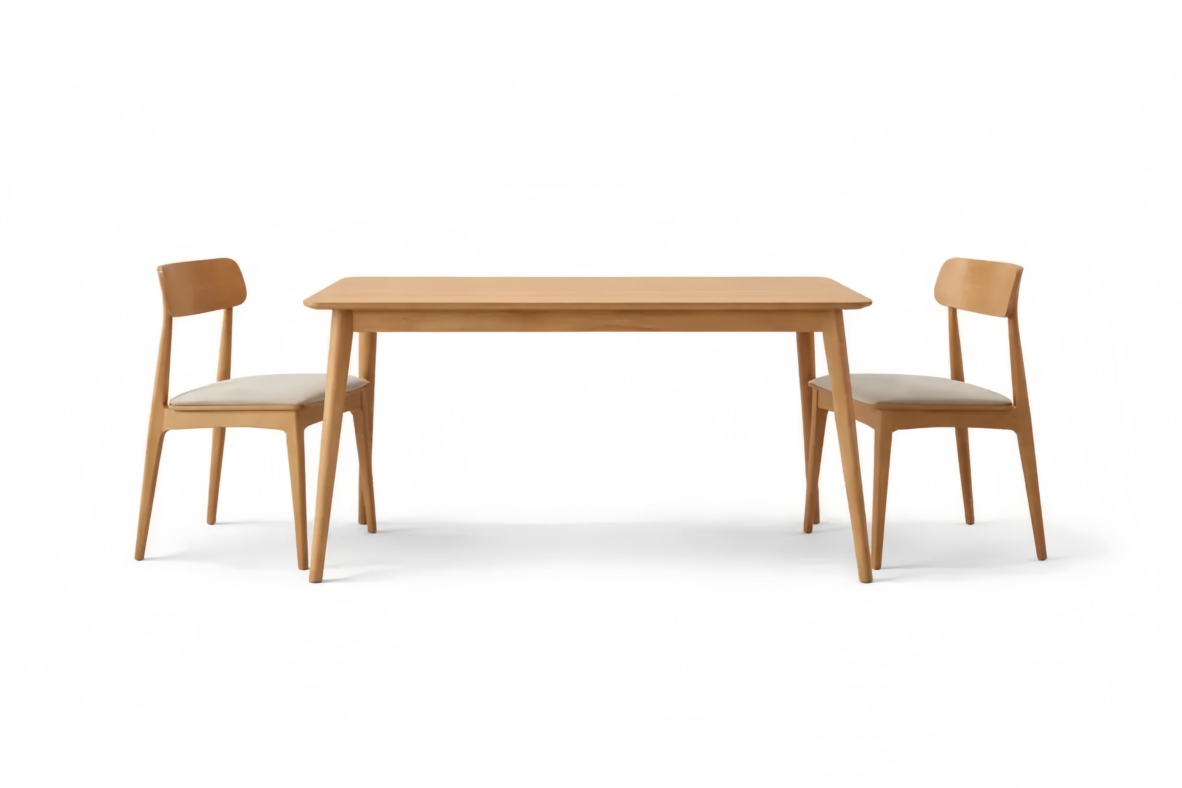 Essgruppe aus Eichenholz mit 2 Stühlen Natur