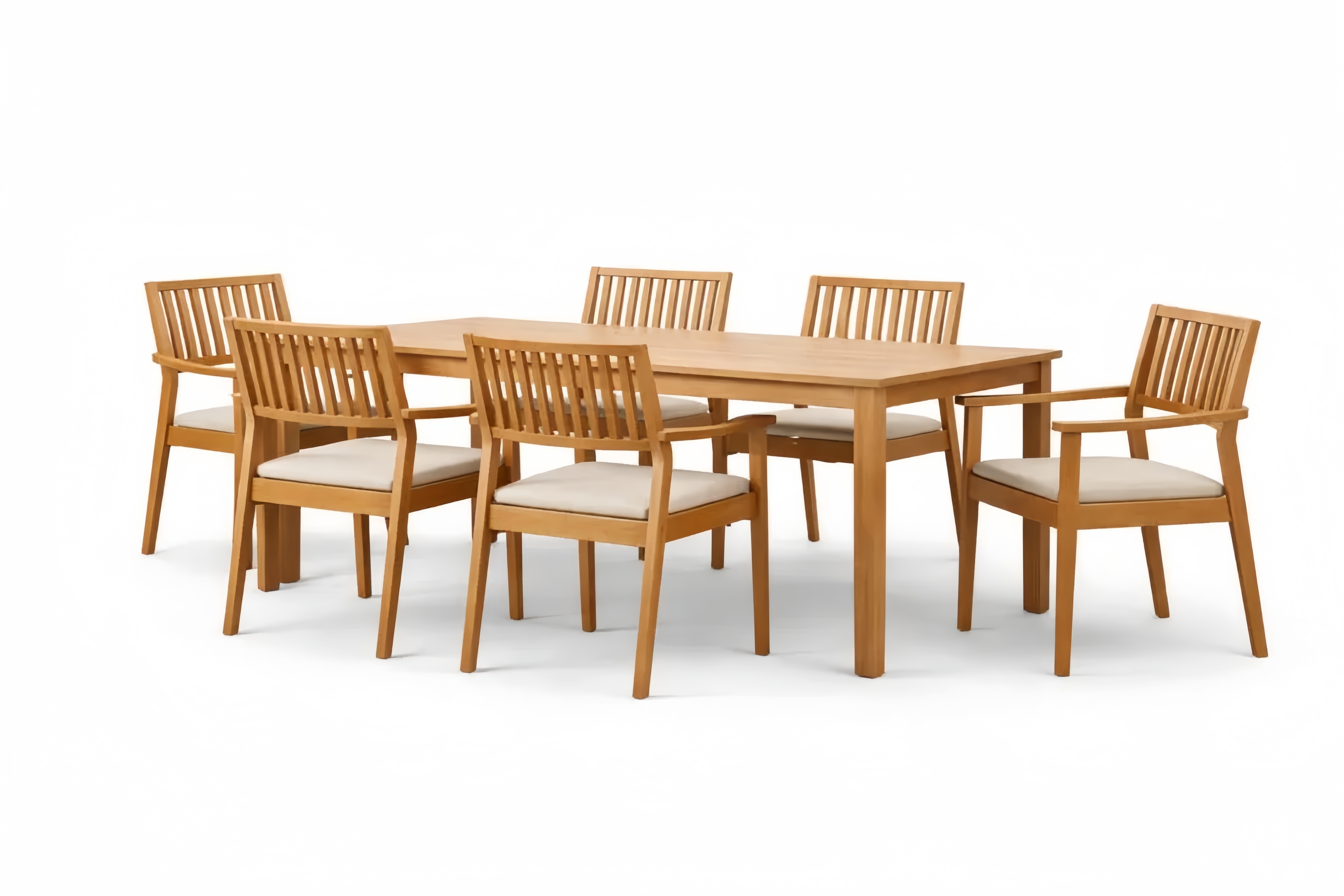 Essgruppe aus Akazienholz 7-teilig Rechteckig Natur