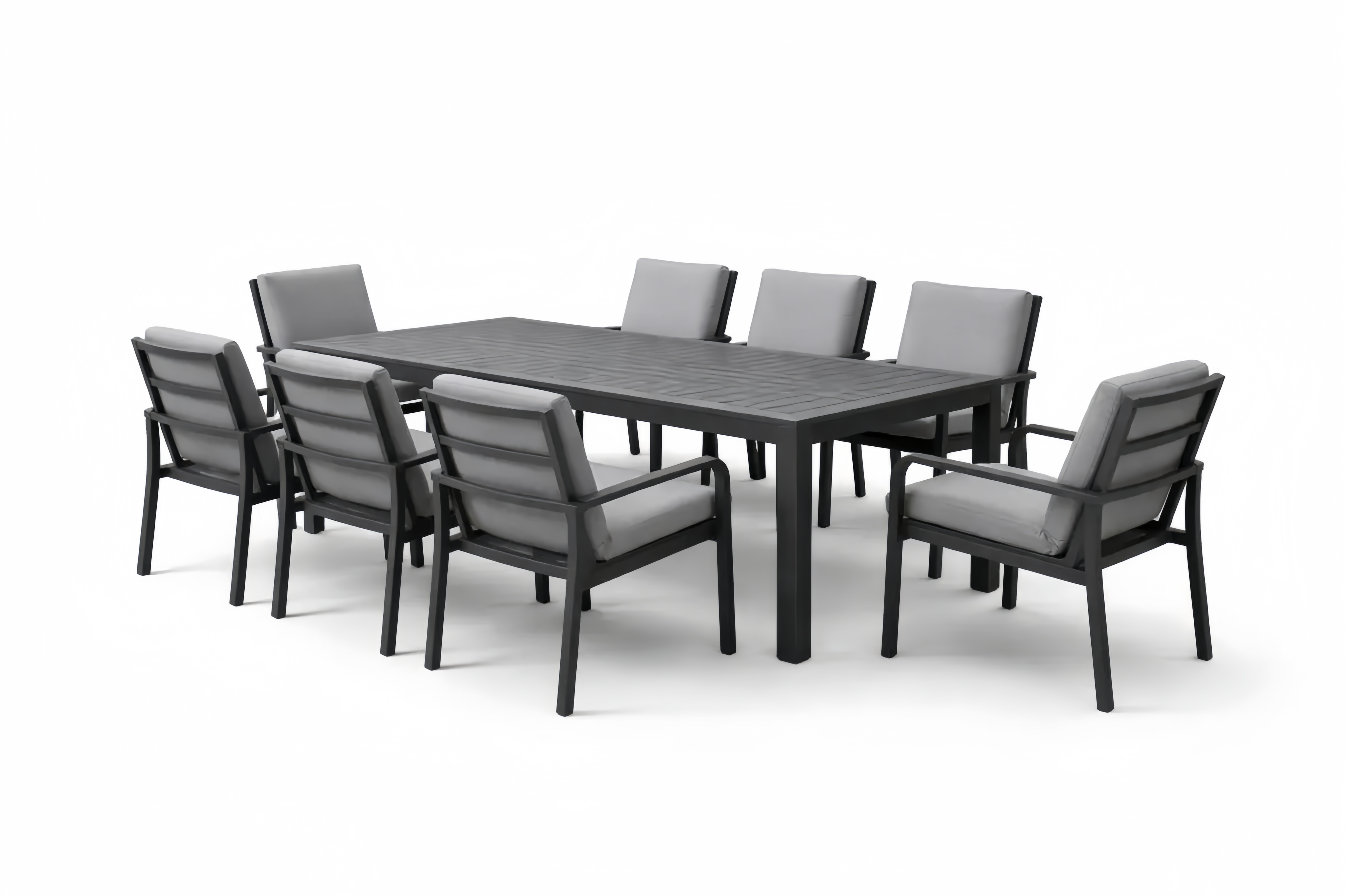 Gartentisch Set mit 8 Stühlen Aluminium Polypropylen Grau