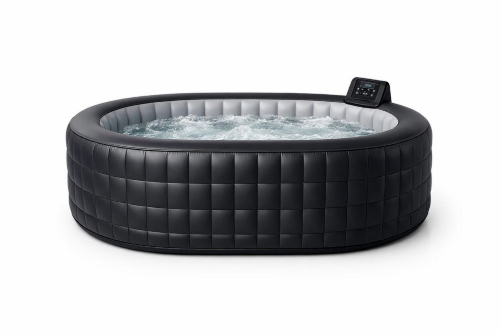 Aufblasbarer Whirlpool Oval PVC Schwarz/Weiß