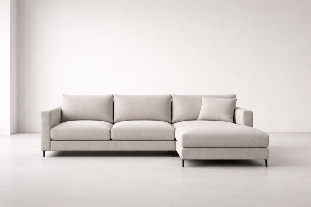 Ecksofa aus Stoff mit Chaise Longue Beige