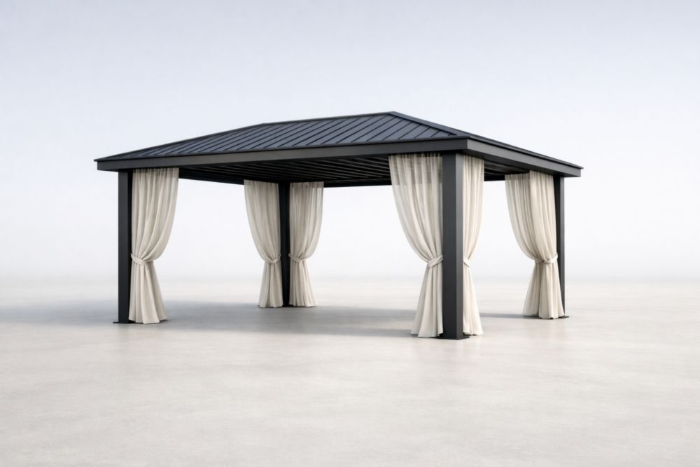 Pavillon Aluminium Polyester Rechteckig 400cm x 300cm x 250cm Schwarz Weiß