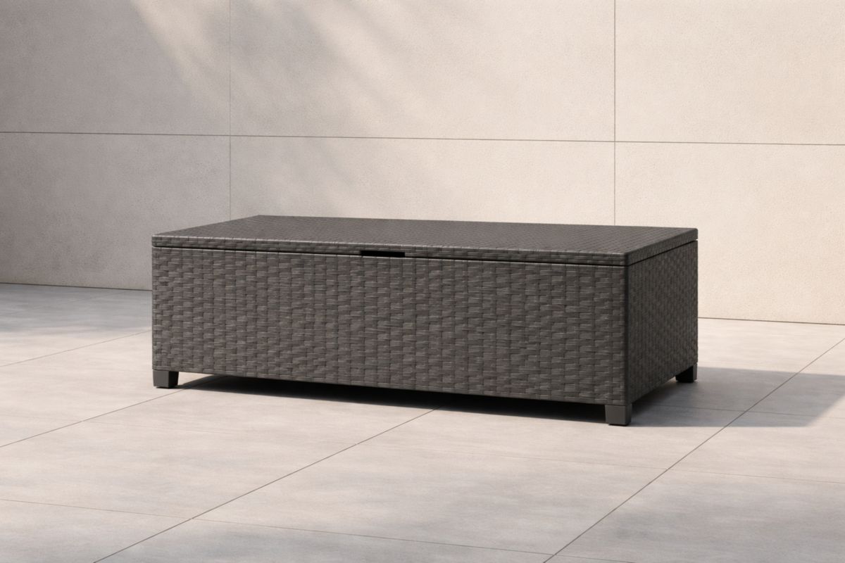 Garten Aufbewahrungsbox Polyrattan Rechteckig 120x60x45 cm Anthrazit