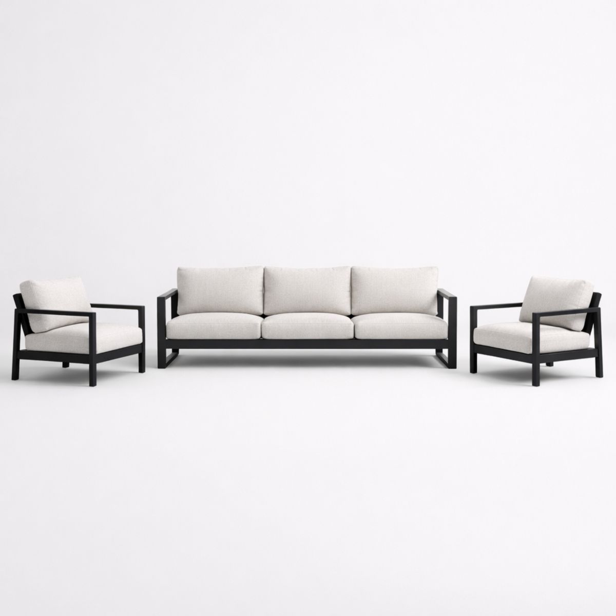 Outdoor Sitzgruppe Aluminiumrahmen mit Polyesterkissen Beige Schwarz