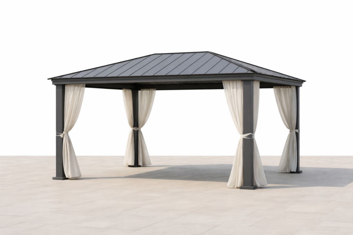 Pavillon Aluminiumrahmen Polyester Vorhänge Anthrazit Weiß 3x3m(L × B)
