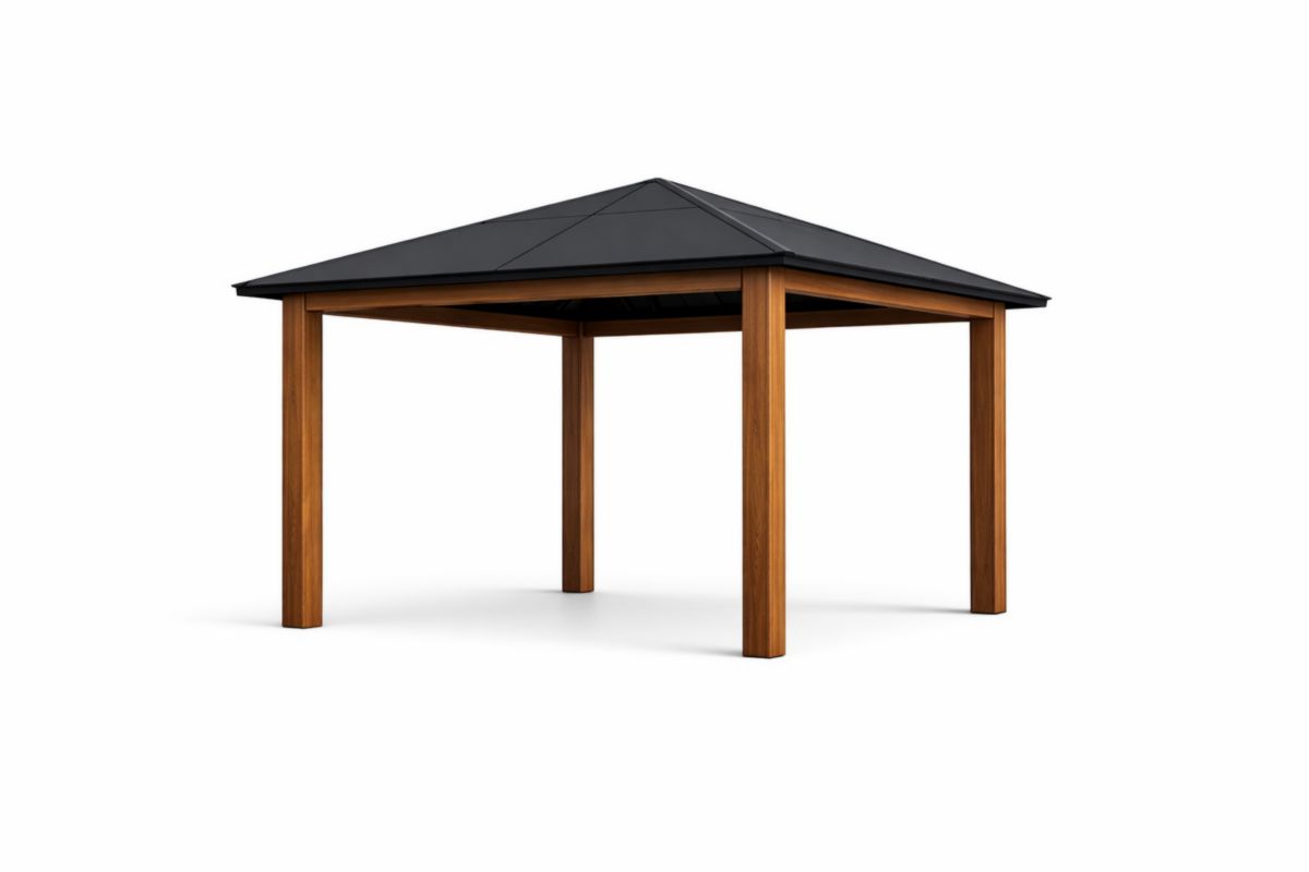 Massivholzpavillon mit Stahldach Schwarz 300x300x250 cm(L × B × H)