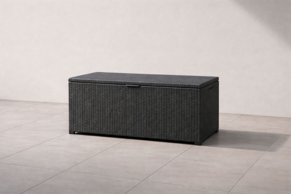 Garten Aufbewahrungsbox Polyrattan Schwarz 120x50x60cm