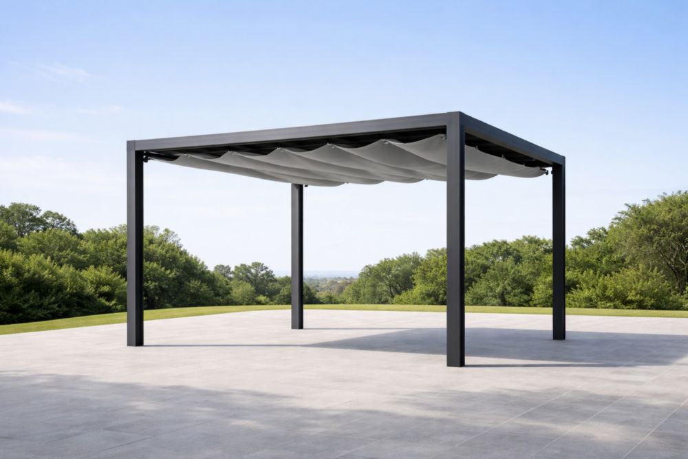 Metall Pergola mit Polyesterdach 3x3×2.5 m Schwarz
