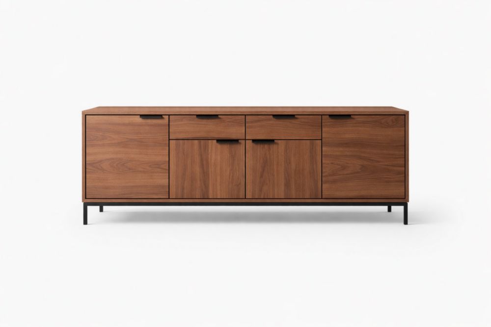 Sideboard Walnussholz mit Stahlbeinen 200x45x80cm Braun