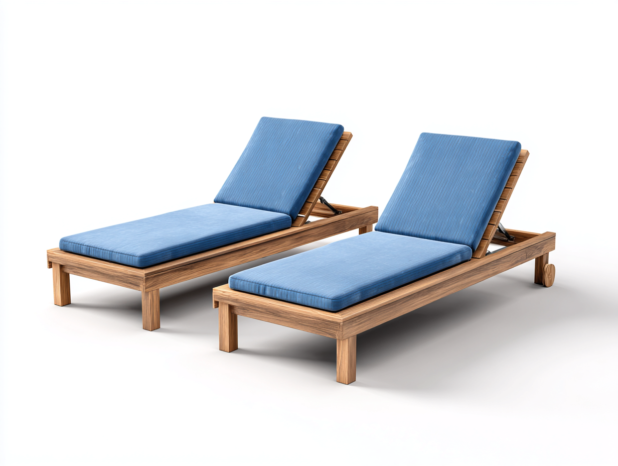 Tumbonas madera 200x70x85 cm azul diseño moderno ajustable con cojín exterior-Raraoliving
