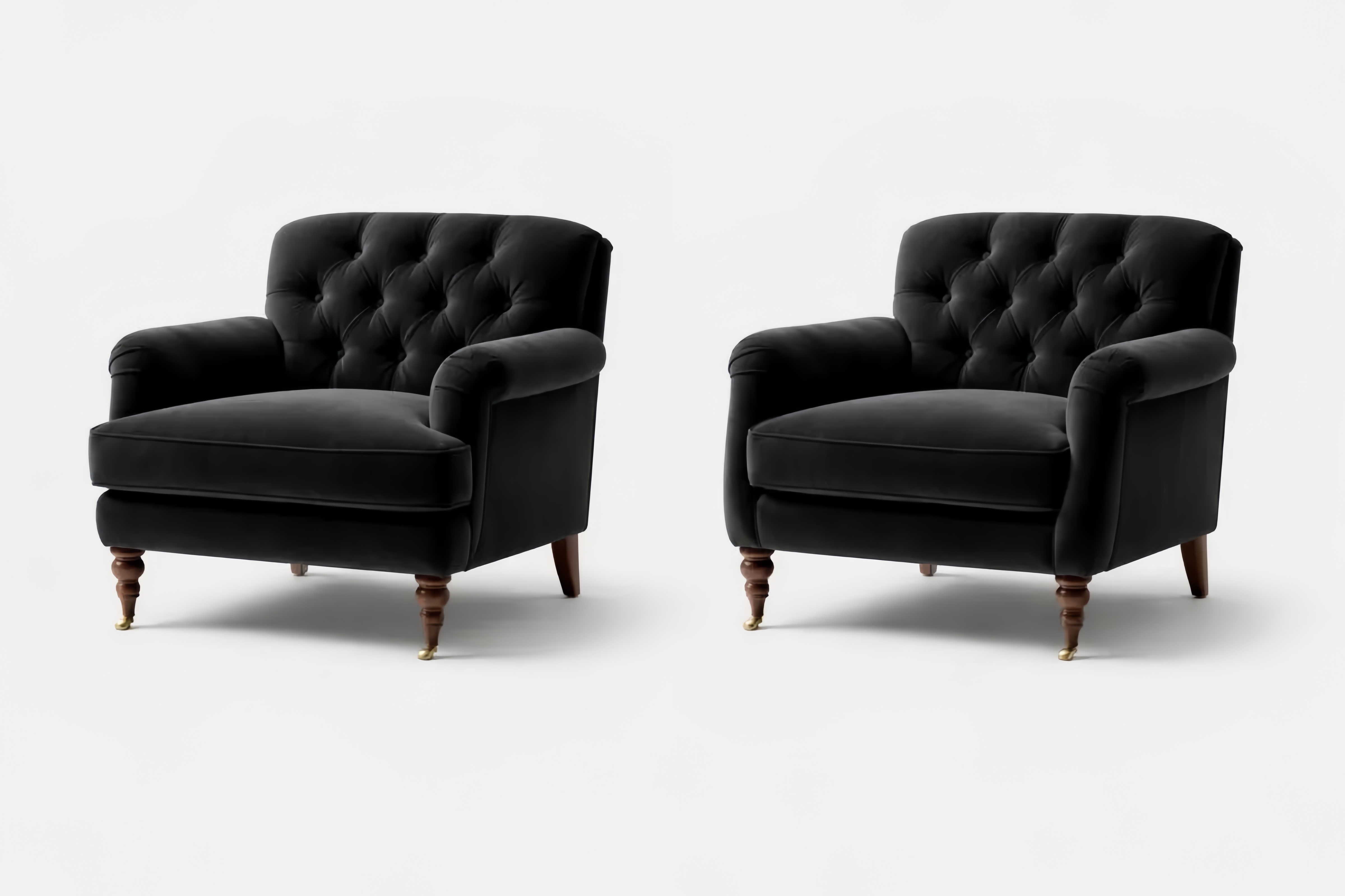2-teiliges Sessel-Set Samt Schwarz Holzfüße