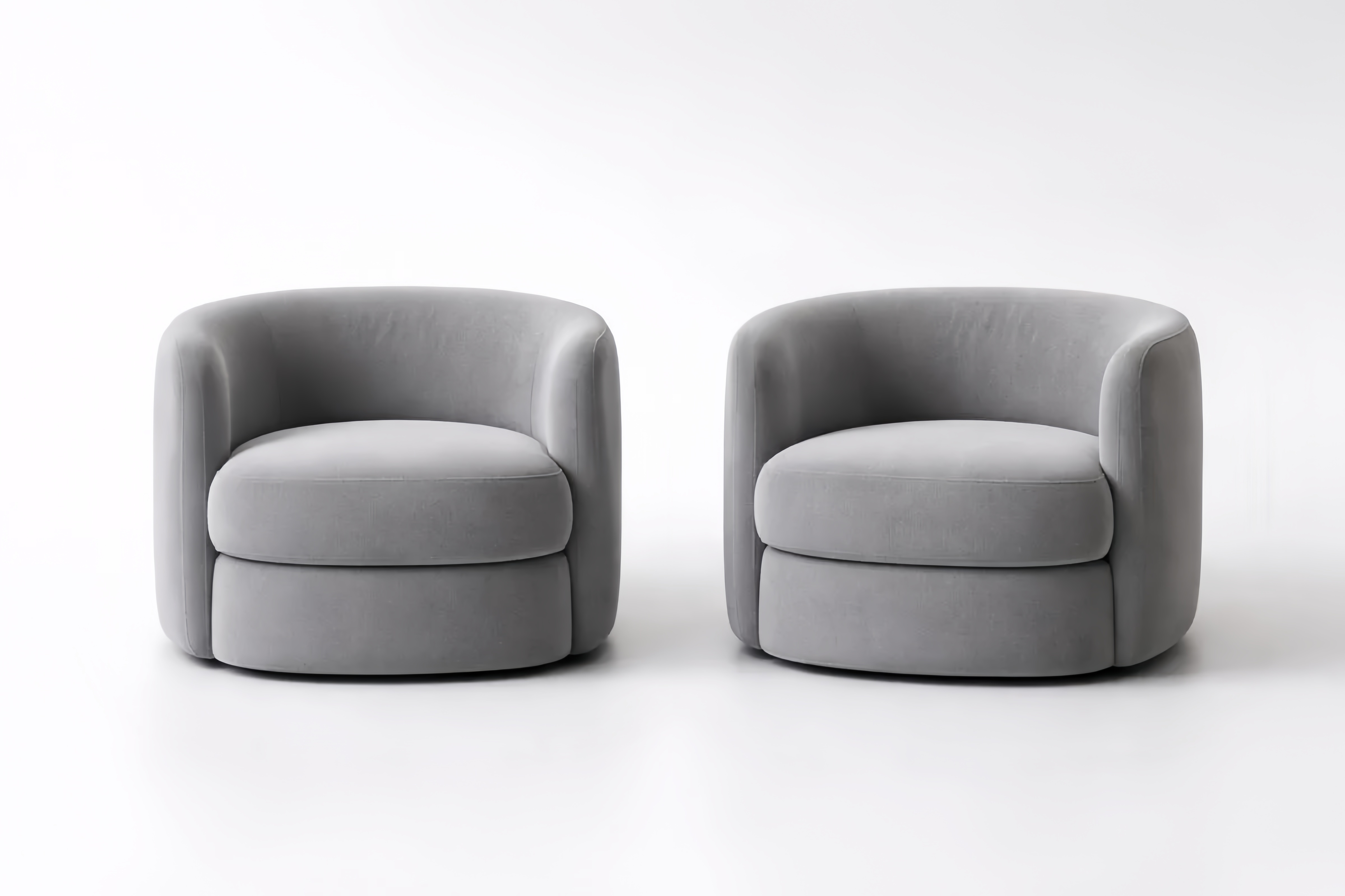 2er Set Runde Sessel Stoff Grau