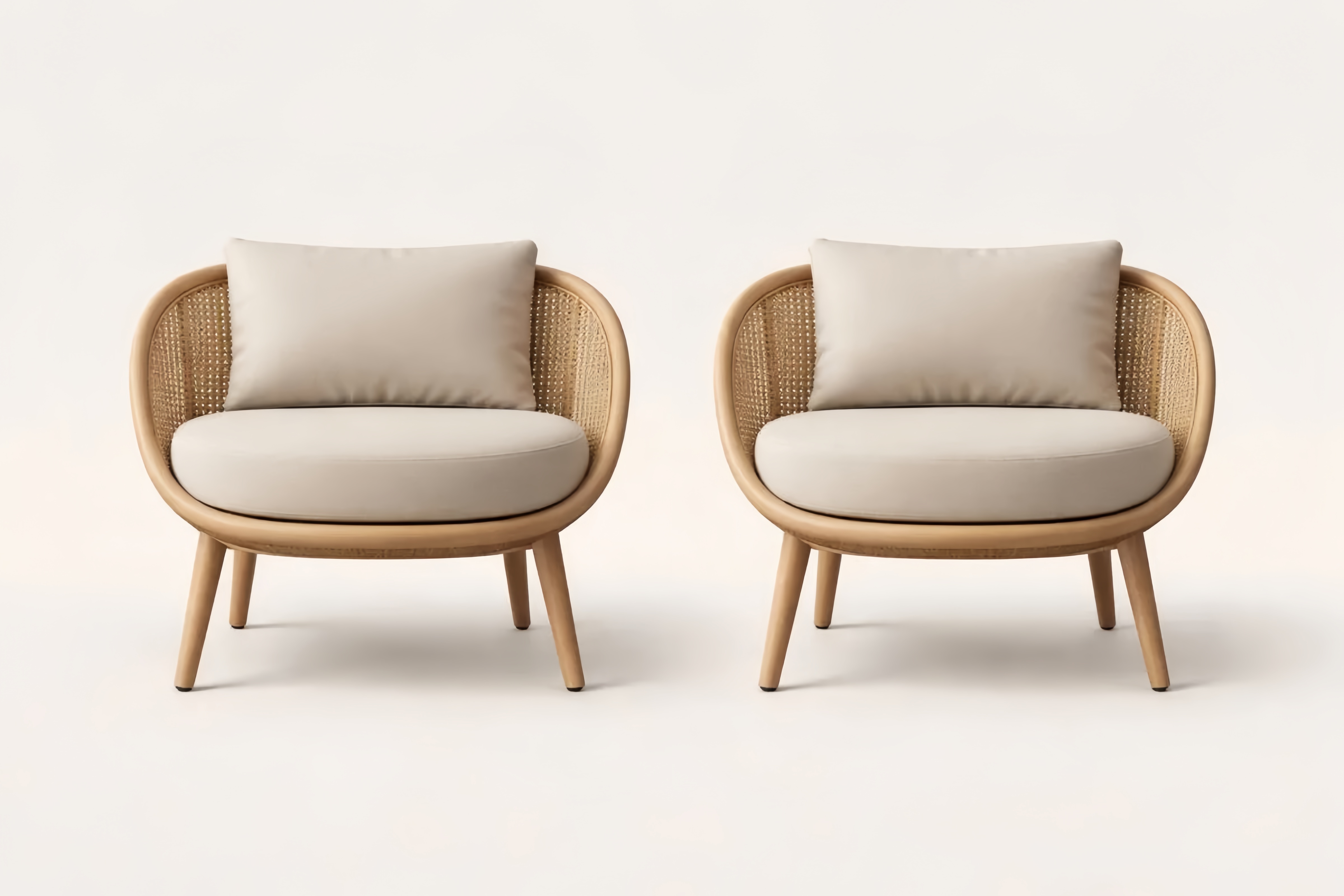 Lounge Sessel Set Rattanstoff Beige 75x70x78cm