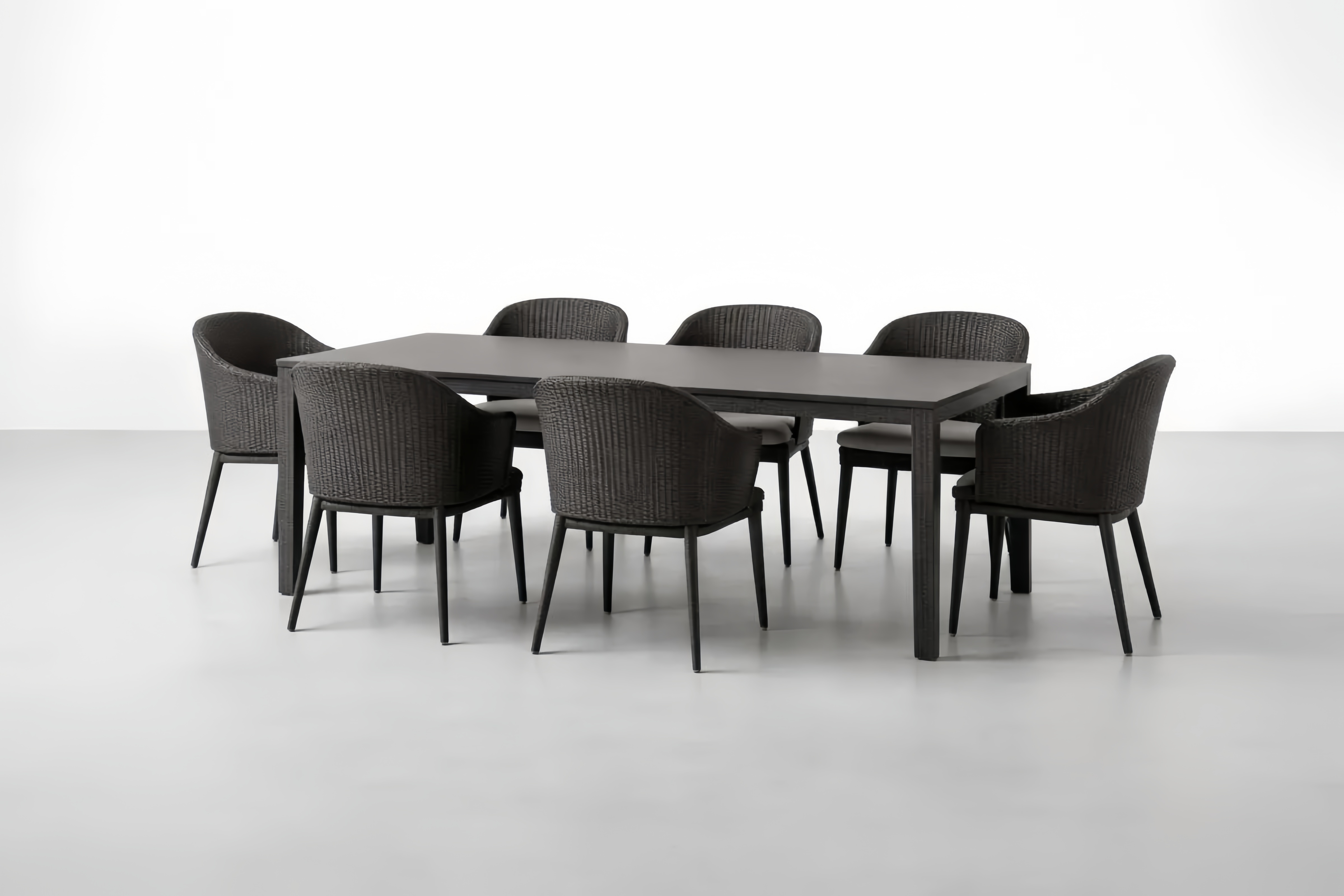 Outdoor Esstisch und 7 Stühle Set Aluminium Polyethylen Dunkelgrau