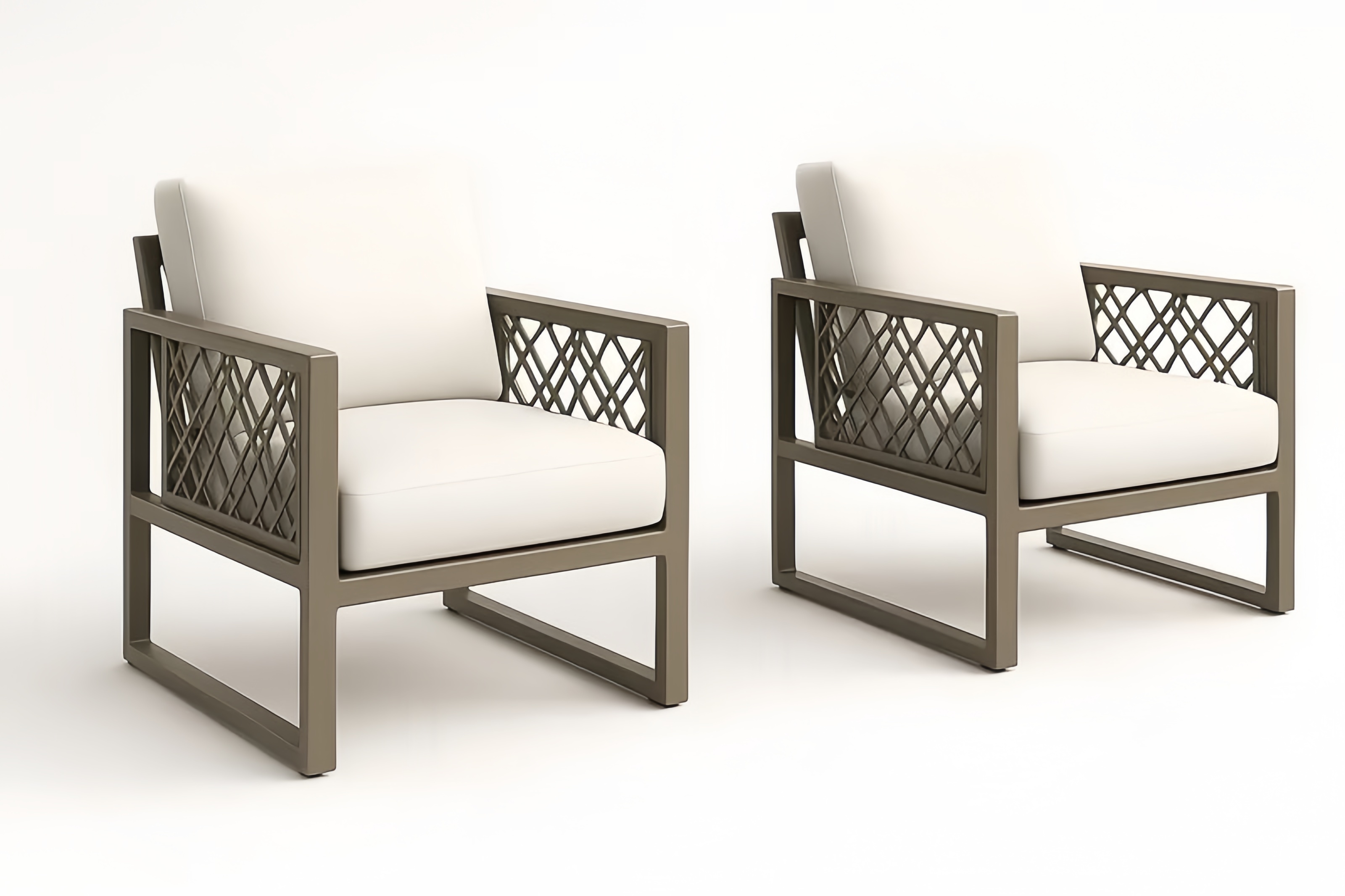 Gartenstuhl Set Aluminium Beige mit abnehmbarem Polster 72cm Höhe 65cm Breite 75cm Tiefe