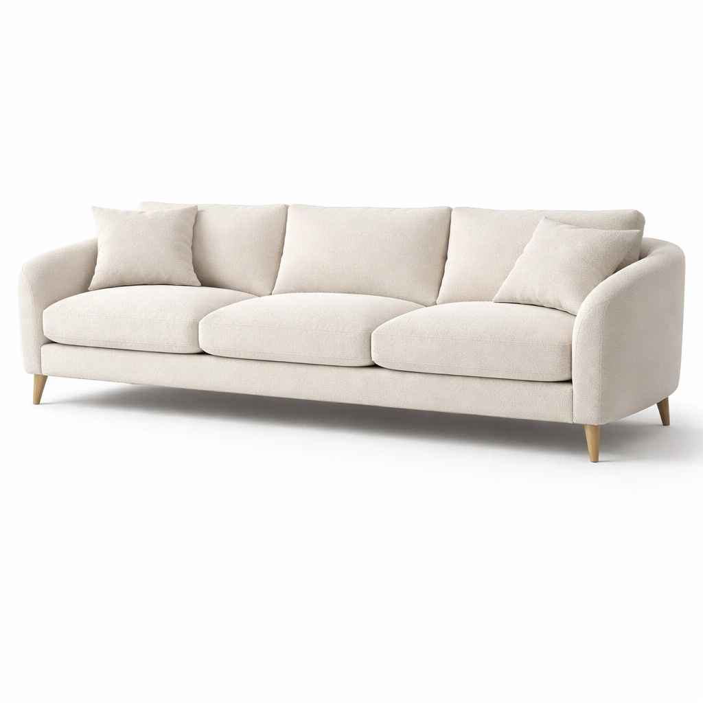 Canap 3 places cru boucl