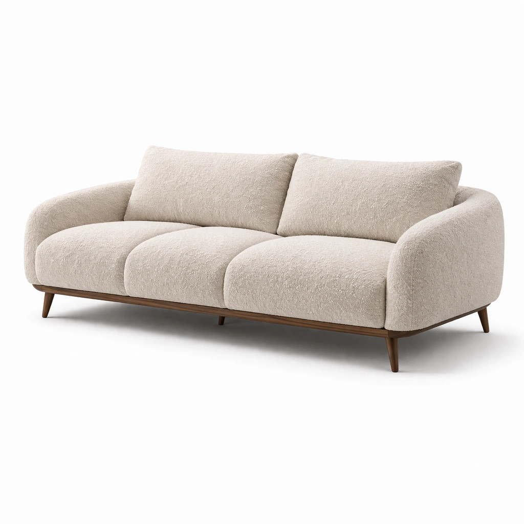 Canap 3 places boucl ivoire luxe-cozunoa