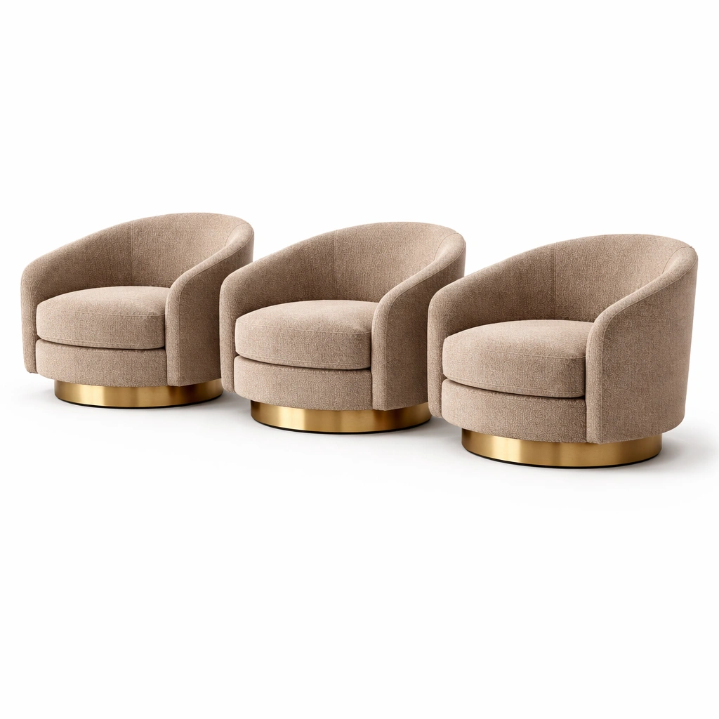 Lot de 3 fauteuils pivotants beige taupe-cozunoa