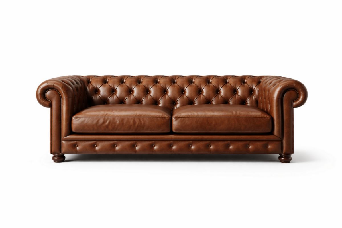 Ledersofa Chesterfield 2-Sitzer Braun