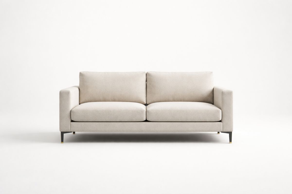 2-Sitzer Sofa aus Leinenstoff, Beige, Länge 205 cm