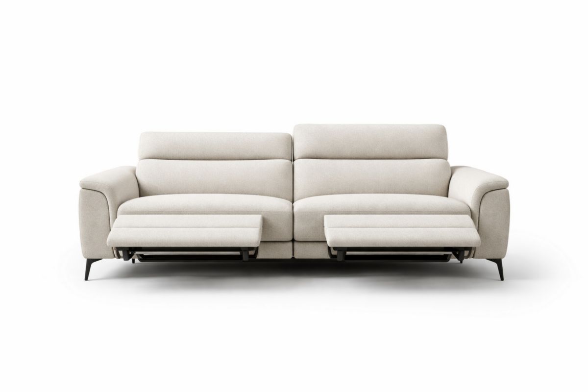 Stoff Sofa Elektrisch Verstellbar 2-Sitzer Beige