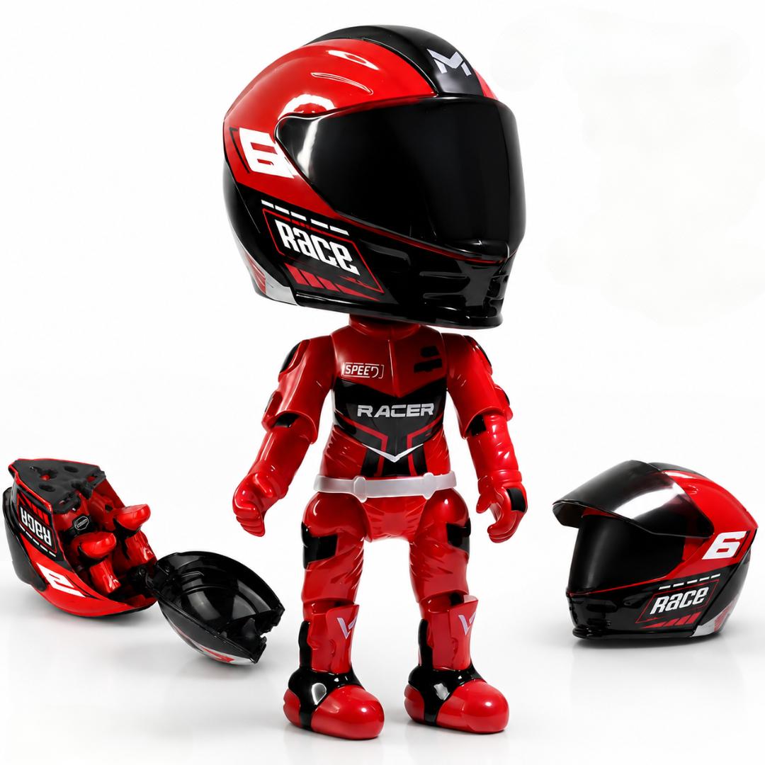 Transforming Motorcycle Doll Q Version Collectible Rider Toy With Movable Joints Standing Poseable Mini Motorbike Figurine For Kids & Collectors-Pawsmeowz