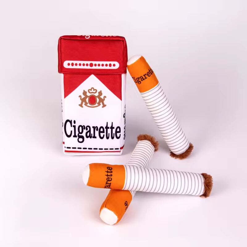 Cute Fake Cigarette Plush Dog Toy, Interactive Squeaking Chewing Toy for Pets