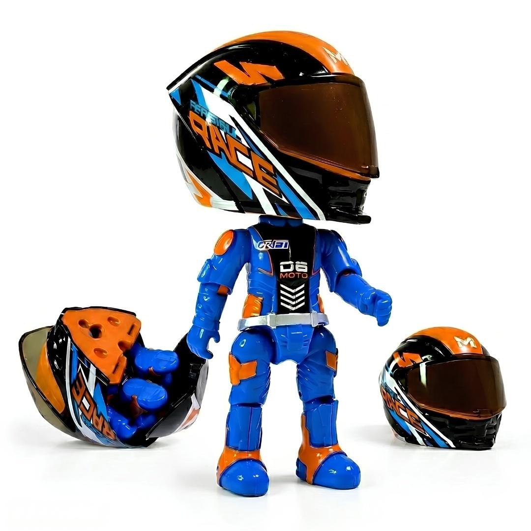Transforming Motorcycle Doll Q Version Collectible Rider Toy With Movable Joints Standing Poseable Mini Motorbike Figurine For Kids & Collectors-Pawsmeowz