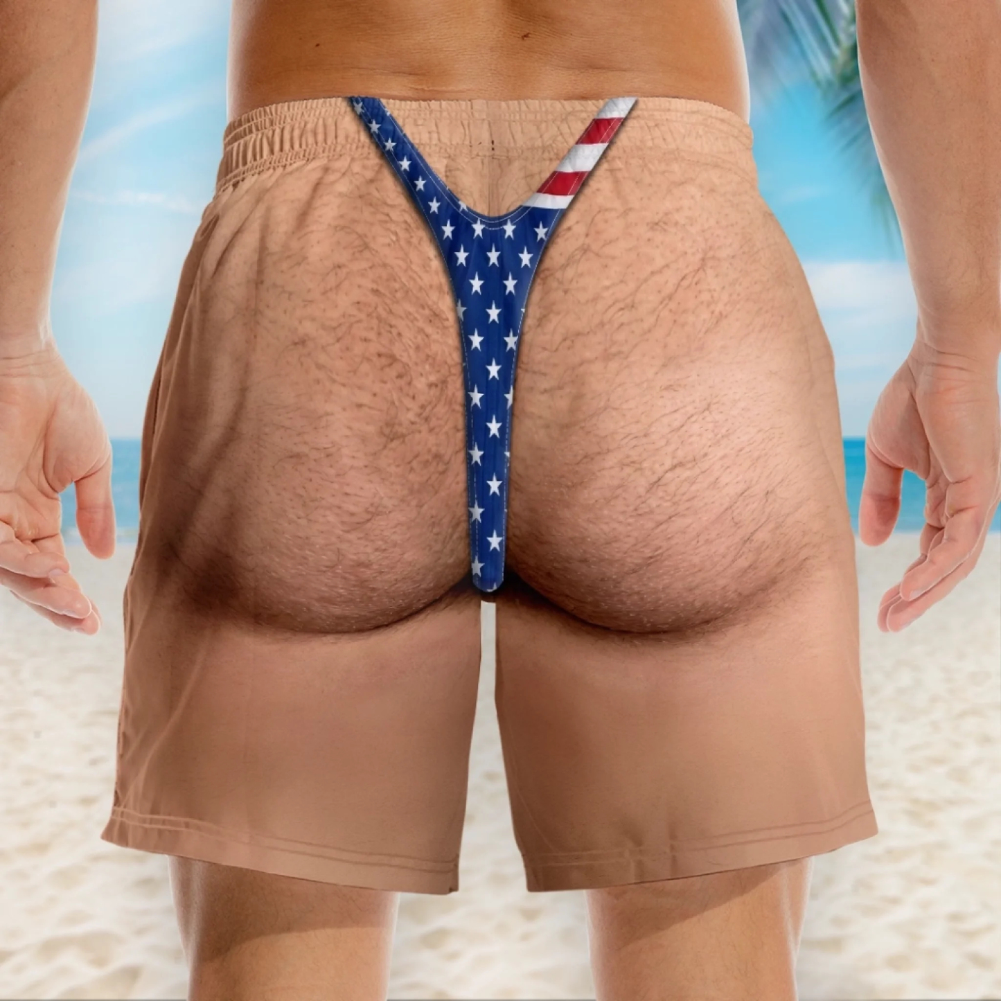 Custom Funny Patriotic Men Swim Trunks - Personalized Summer Vacation And Travel Gifts For Men - Looking Like Trouble
