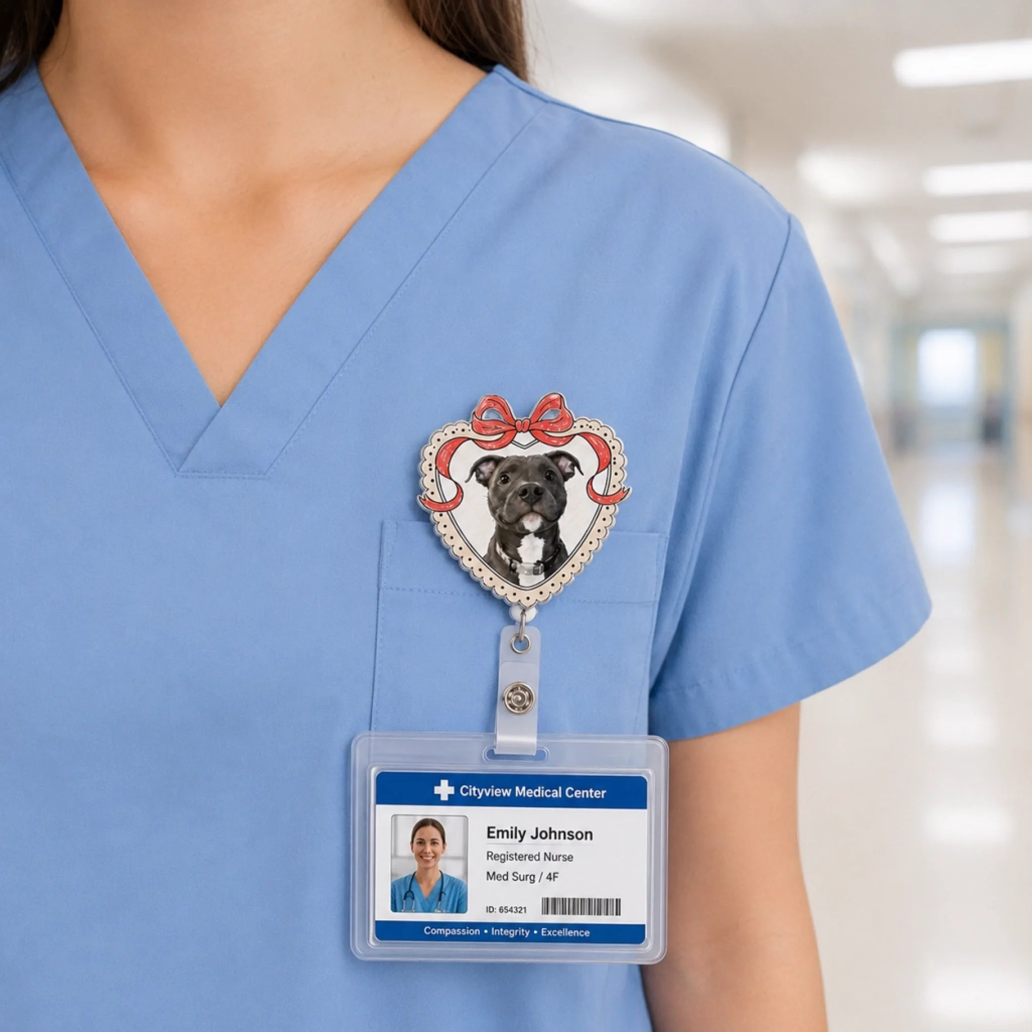 Custom Photo Acrylic Badge Reel - Personalized Birthday Gifts For Dog Cat Lovers, Dog Dad And Mom, Cat Owners - Proud Pet Mom At Work