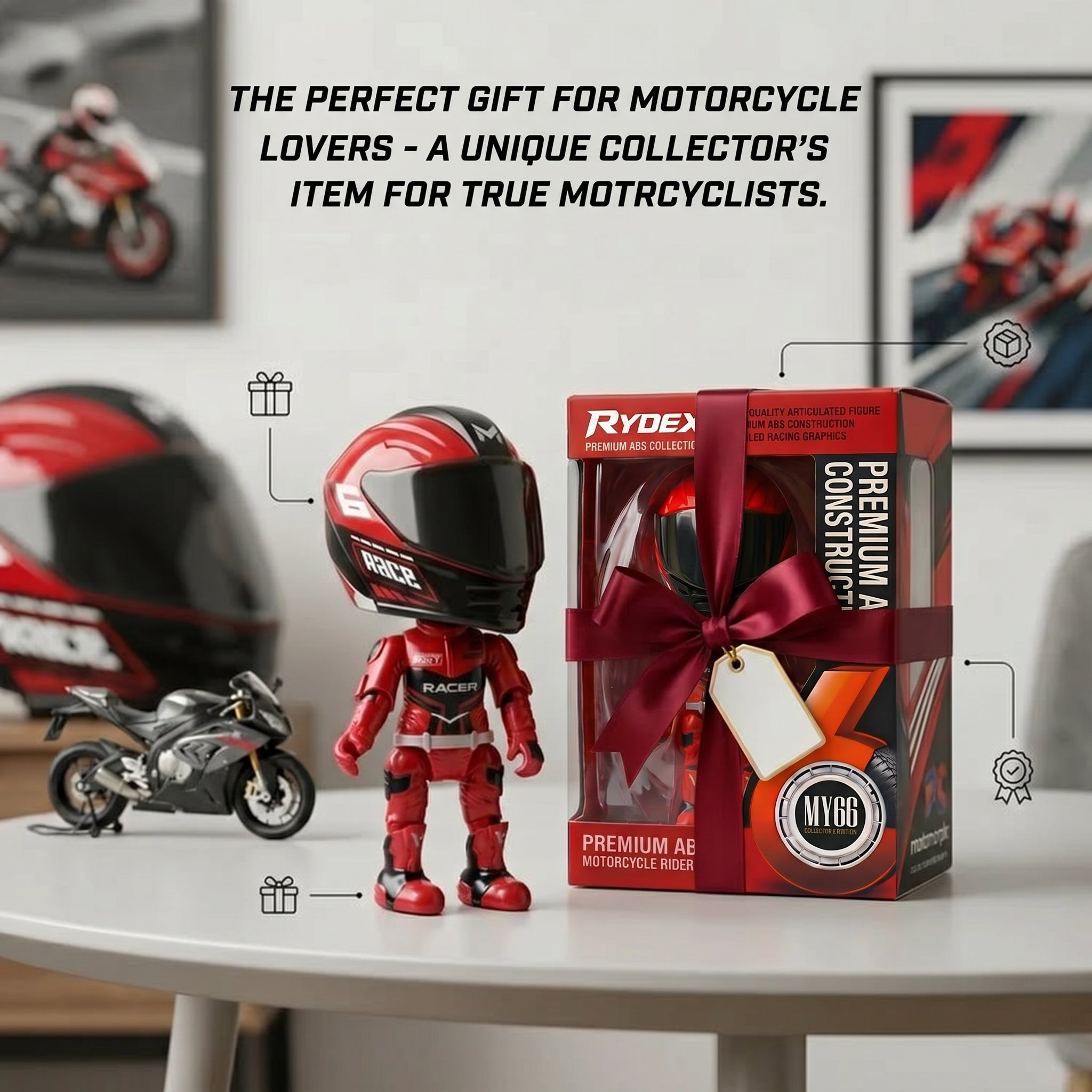 Transforming Motorcycle Doll Q Version Collectible Rider Toy With Movable Joints Standing Poseable Mini Motorbike Figurine For Kids & Collectors-Pawsmeowz