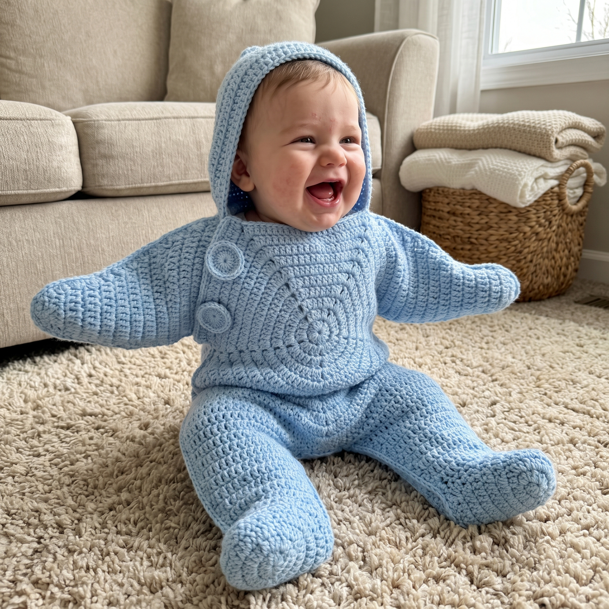 Baby Patrick Star Crochet Hooded Swaddle Wrap, Soft Knit Starfish Newborn Sleep Costume for Photoshoot