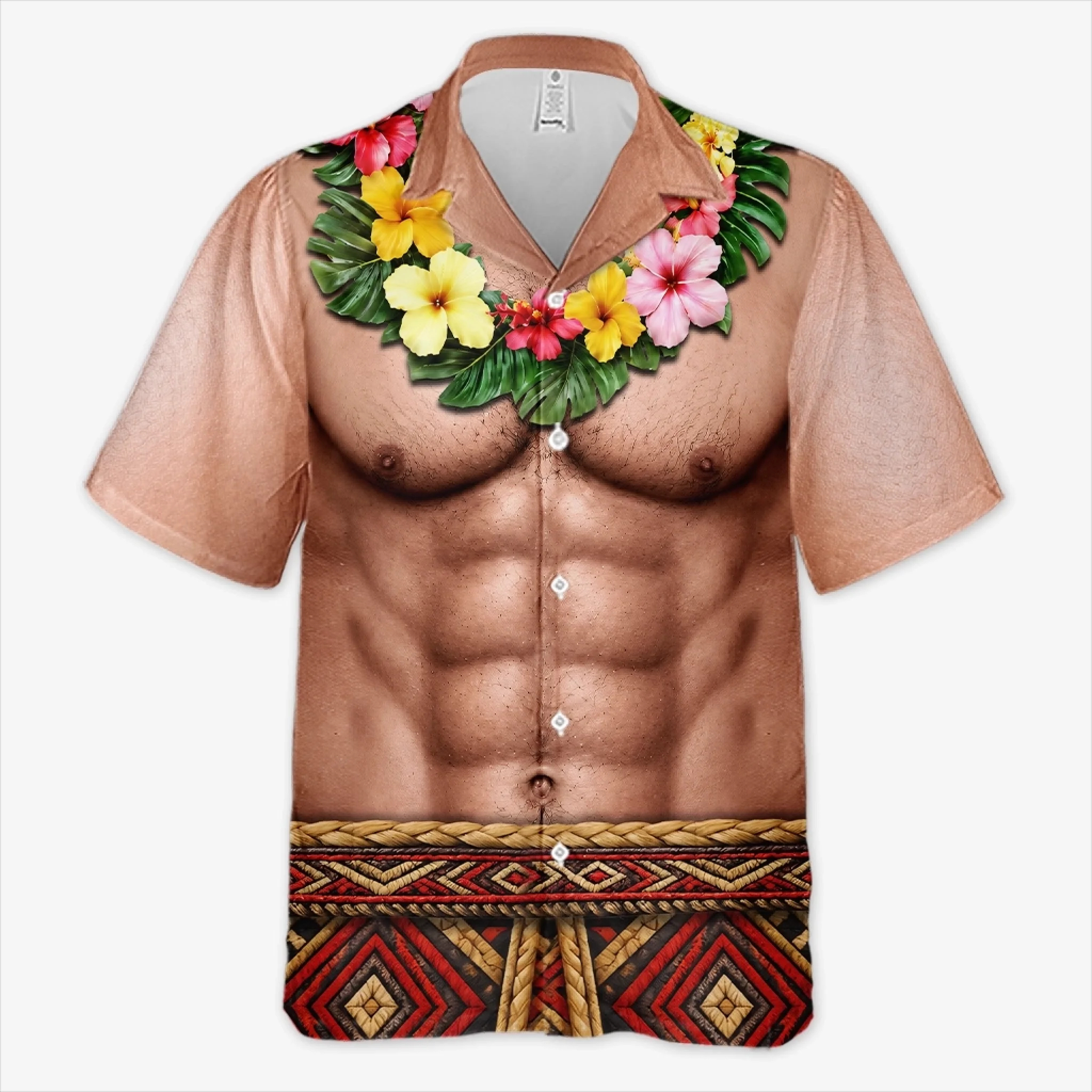 Custom Funny Unisex Tropical Hawaiian Aloha Shirt - Personalized Summer Vacation And Travel Gifts For Men - Abs On Demand