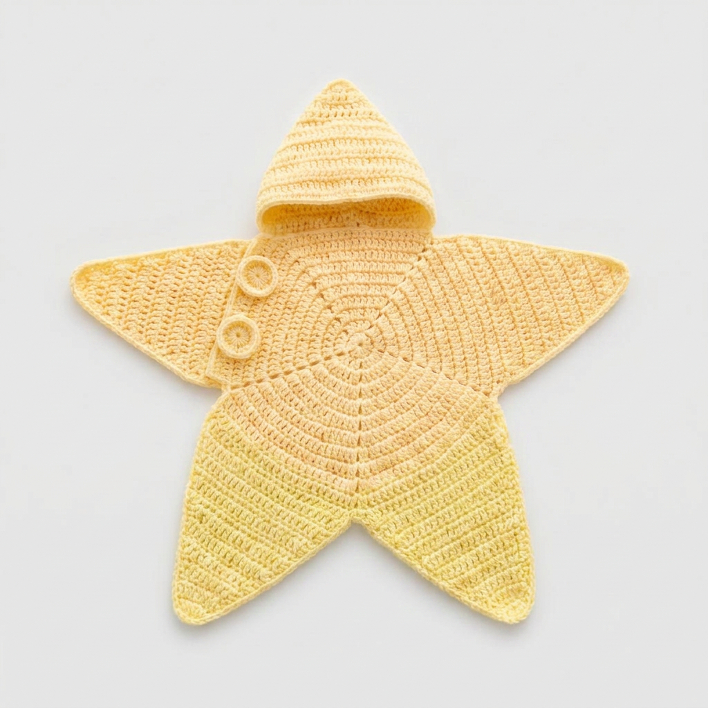 Baby Patrick Star Crochet Hooded Swaddle Wrap, Soft Knit Starfish Newborn Sleep Costume for Photoshoot