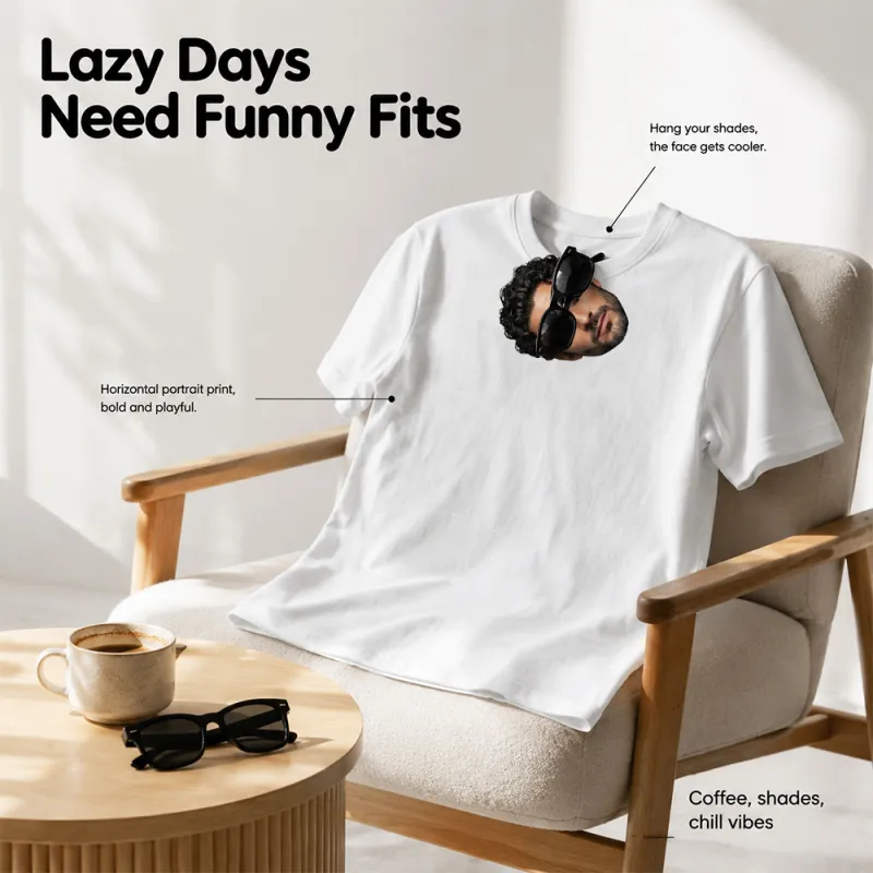 Custom Face T-Shirt – Personalized Funny Photo Print Tee, Unique Gift for Friends, Couples & Family