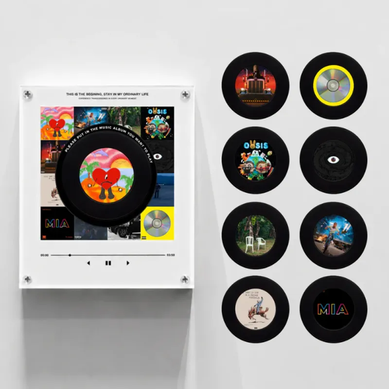 Custom Mini Vinyl Record Music Player, Magnetic Disc Music Player with Rechargeable Battery