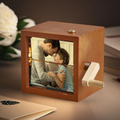 Custom To My Dad Photo Flipbook Frame Animation Machine Mechanical Hand-cranked Flipbook Box Photo Cube Frame Father's Day Gifts-pawsmeowz