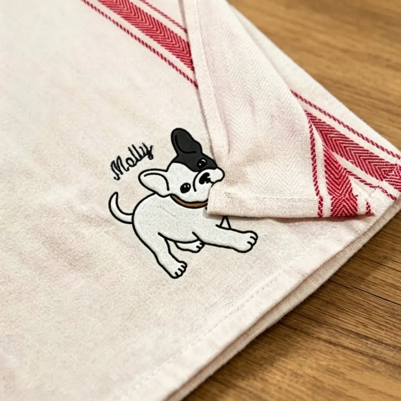 Personalized Dog & Cat Embroidered Hand Towel – Custom Pet Name Towel for Bathroom & Kitchen
