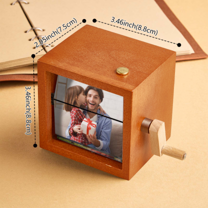 Custom Photo Flipbook Frame Animation Machine Mechanical Hand-cranked Flipbook Box Photo Album with Light Black Walnut Anniversary Gifts-pawsmeowz