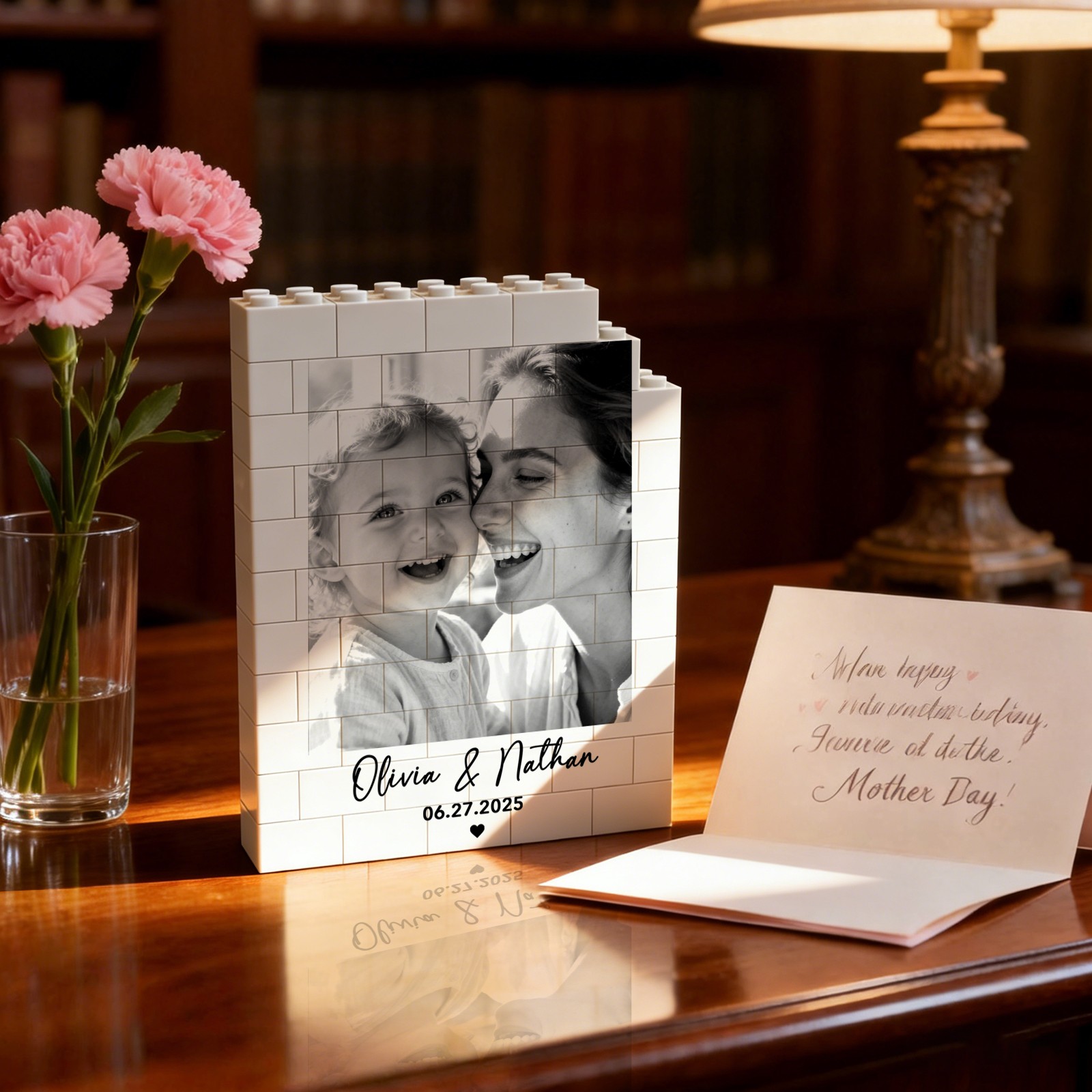 Custom Brick Puzzle Frame For Mom Personalized Photo Brick Puzzle Build Warmth A Sweet Puzzle Mother's Day Gifts for Mom