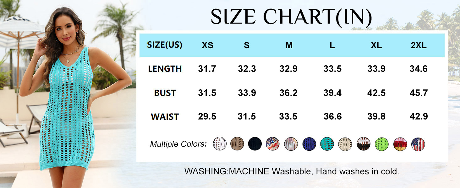 4th of July Swimsuit Coverup for Women Bathing Suit Cover ups Crochet Beach Tank Dress Hollow Out Slit Bikini Cover Up Dresses